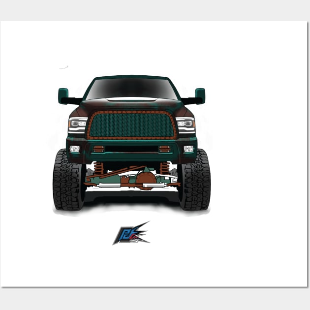 ram 2500 lifted truck green rust Wall Art by naquash